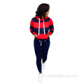 I-Stripe Patchwork Long Sleeve Pullover kunye nebhulukhwe yeSknyny